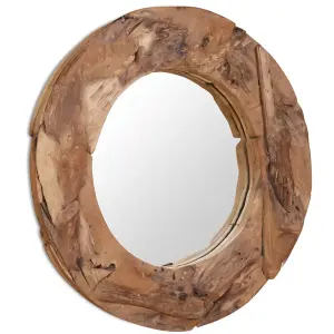 Berkfield Decorative Mirror Teak 80 cm Round