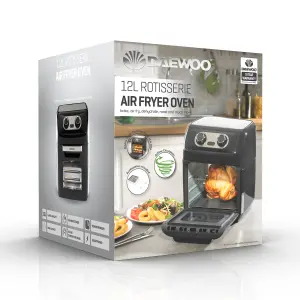 Daewoo 12 Litre Air Fryer Rotisserie Oven Black SDA2488GE