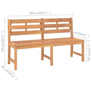 Berkfield Garden Bench 150 cm Solid Teak Wood