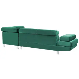 Corner Sofa NORREA Emerald Green Velvet Left Hand