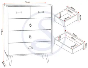 Nordic 3+2 Drawer Chest in White Distressed Effect