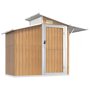 Garden Shed 270x130x208.5 cm Galvanised Steel Bin Shed Brown