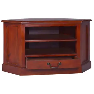 Berkfield Corner TV Cabinet Classical Brown Solid Mahogany Wood