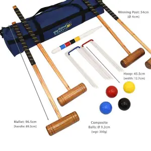 Croquet Set - Full Size - Premium 4 Player Set - Outdoor