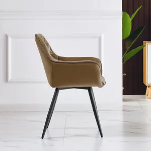 Irie Single Velvet Upholstered Dining Chair with Arm Brown