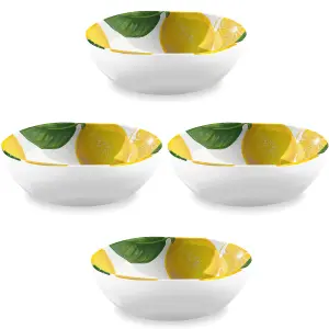 Purely Home Lemon Fresh Melamine Low Bowls - Set of 4