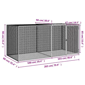 Chicken Cage with Roof Anthracite 203x98x90 cm Galvanised Steel