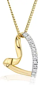 Lab Diamond Heart Necklace Pendant 0.10Ct H/Si Set In 18K Gold Vermeil