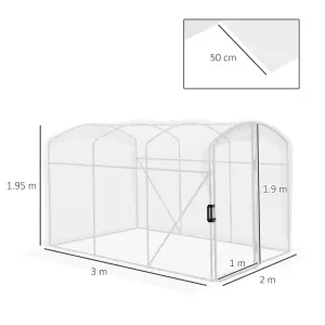 Outsunny 3 x 2 x 2m Polytunnel Greenhouse with Door, Galvanised Steel Frame