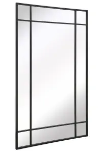 MirrorOutlet Fenestra - Black Contemporary Wall and Leaner Mirror 71" X 43" (180 x 110CM)