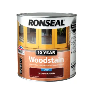 Ronseal 10 Year Deep mahogany Satin Quick dry Doors & window frames Wood stain, 2.5L