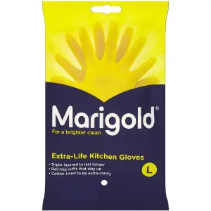 Marigold Kitchen Gloves Extra Life For A Brighter Clean (Large) Pack of 12