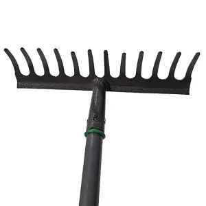 Garden Rake Steel Hardened Heavy-Duty for Hay Leaves Lawn Pebbles Removal Tool