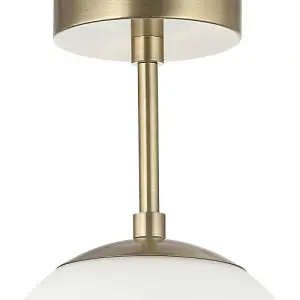 Traditional Glass Globe IP44 Bathroom Ceiling Light Fixture in Antique Brass