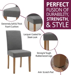 Hallowood Furniture Straight Back Grey Fabric Chairs with Oak Legs