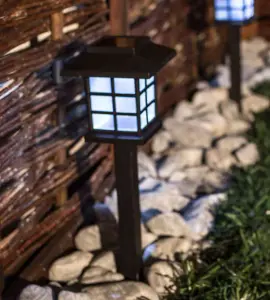 Primrose Outdoor Solar Garden Lights Set of 3  Oriental Lantern Decorative Path White LED