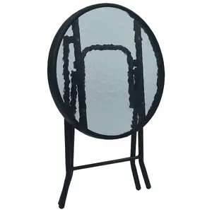 Berkfield Bistro Table Black 40x46 cm Steel and Glass