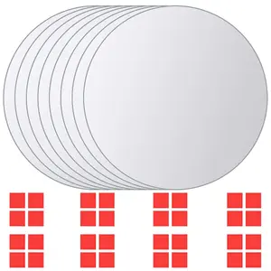 Berkfield 8 pcs Mirror Tiles Round Glass