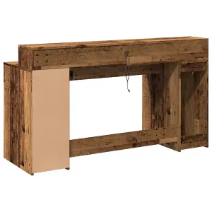 Berkfield Desk with LED Lights Old Wood 160x55x91 cm Engineered Wood