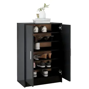 Berkfield Shoe Cabinet Black 60x35x92 cm Engineered Wood