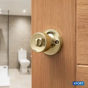 XFORT Tulip Privacy Knob Set Polished Brass, Door Knob with Lock