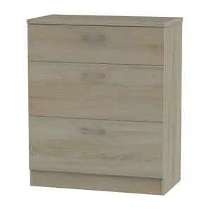 Ready assembled Matt dark oak effect 3 Drawer Deep Chest of drawers (H)885mm (W)765mm (D)415mm