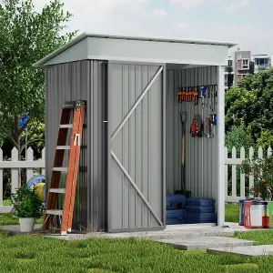 5 x 3 ft Pent Metal Shed Garden Storage Shed with Lockable Door ,Grey