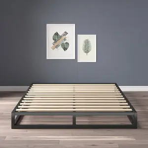 Dekker Minimal Metal Bed Frame - 15 cm High Black / European Double (140 x 200)