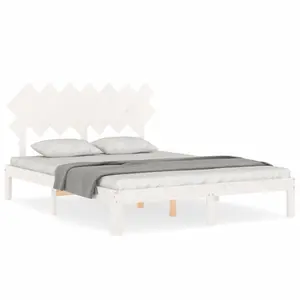 Berkfield Bed Frame with Headboard White 140x200 cm Solid Wood