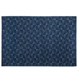 Wool Area Rug 140 x 200 cm Navy Blue SAVRAN