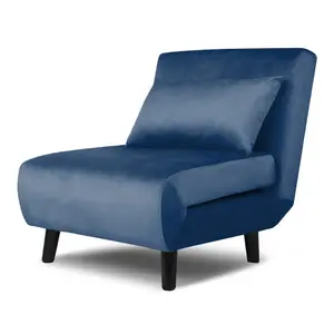 Aurora 1 Seat Sofa Bed Blue Velvet