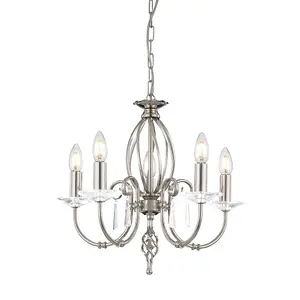 Elstead Aegean 5 Light Chandelier Polished Nickel Finish, E14