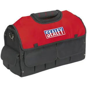 15 Pocket Heavy-Duty Open Tool Bag with Rigid Base - 485mm x 250mm x 350mm - Black