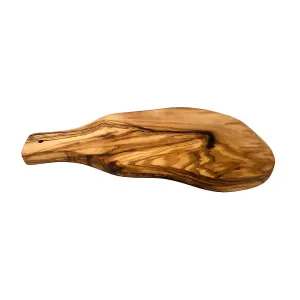 Olive Wood Natural Grained Rustic Kitchen Dining Cheese Board w/ Handle (L) 40cm