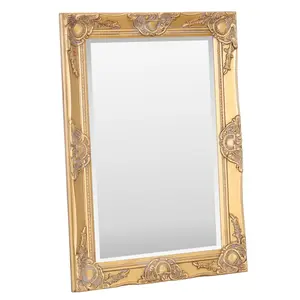 Villanova Solid Wood Flat Wall Mirror Antique Gold / 70cm H x 50cm W