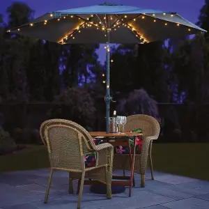 Parasol Solar Powered String Lights with 8 Branches - Fairy Lights for Outdoor Garden Umbrellas with 72 LEDs - Each Branch L135cm