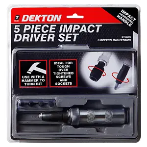 Dekton 5pc Impact Screwdriver Set with Bits and storage case