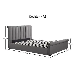 Ascot Grey Upholstered Sleigh Ottoman - Double Bed Frame Only