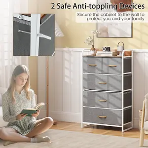 Costway Chest of Drawer with 5 Foldable Drawers Storage Tower