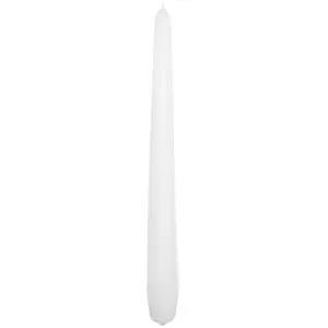 Tapered Dinner Candles, Pack of 10, Unscented, Long Burning Time, 24 cm / 19.45" (White, Matt)