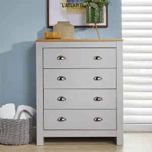 Home Source Camden 4 Drawer Chest Bedroom Storage Unit Grey