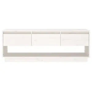 Berkfield TV Cabinet White 110.5x34x40 cm Solid Wood Pine