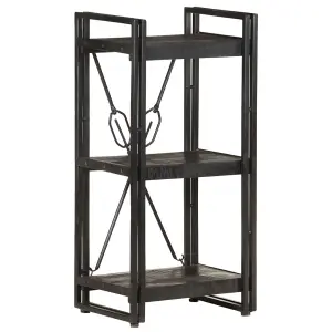 Berkfield 3-Tier Bookcase Black 40x30x80 cm Solid Mango Wood