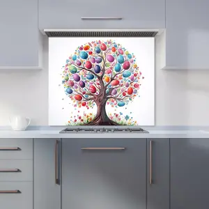 Whimsical Easter Egg Tree Premium Glass Kitchen Splashback W700mm x H750mm