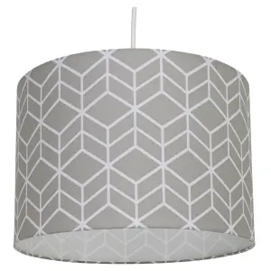 Vector Geometric Ceiling Pendant Drum Light Shade Grey