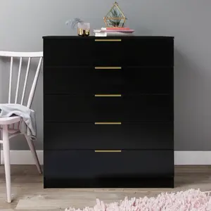 Glenhaven 5 Drawer 75cm W Chest of Drawers Black