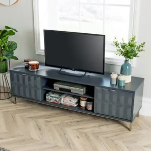 Home Source Siena Grey High Gloss TV Media Entertainment Stand Storage Unit