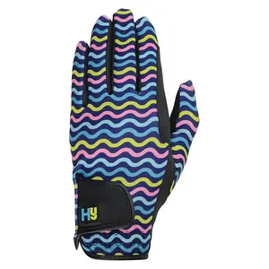 Hy5 Unisex Lightweight Printed Riding Gloves Black/Yellow/Teal/Pink (XL)