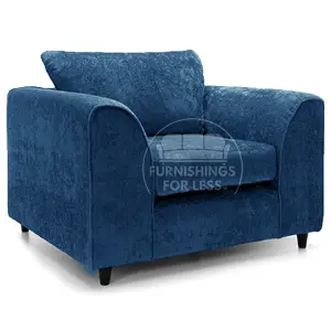 Monaco Chenille Fabric 3 Piece Sofa Set - 3 1 1 Blue