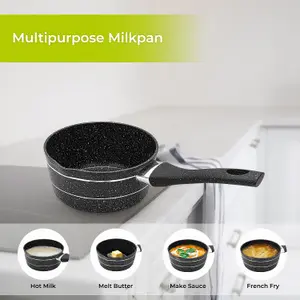 Royalford Milk Pan, 14 Cm Small Multipurpose Saucepan Non-Stick Granite Coating Soup Pot Milk Pan, Easy to Clean